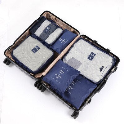 Waterproof 6pcs Travel Storage Bags Clothes Luggage Organizer Pouch Packing  Cube